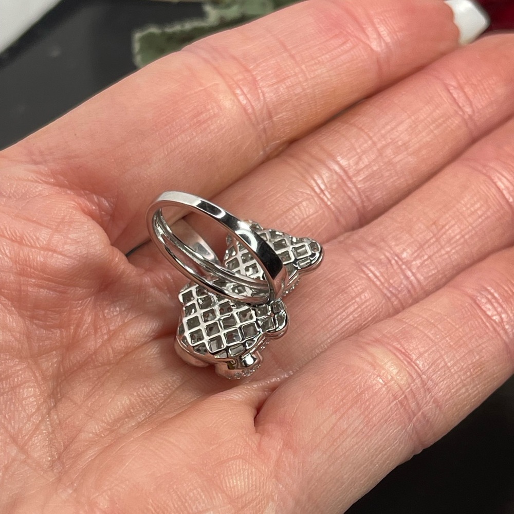 Solid 925 Silver Teddy Bear Ring Austrian Crystals - image 4